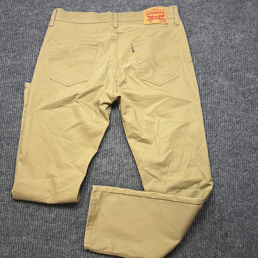 Levis 511 Slim Fit Khaki Tan Stretch All Season Tech Pants Mens 34x30 Twil